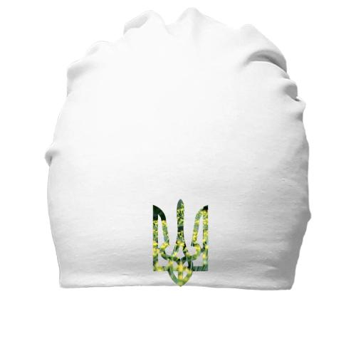 Хлопковая шапка с гербом Украины в цветущем укропе