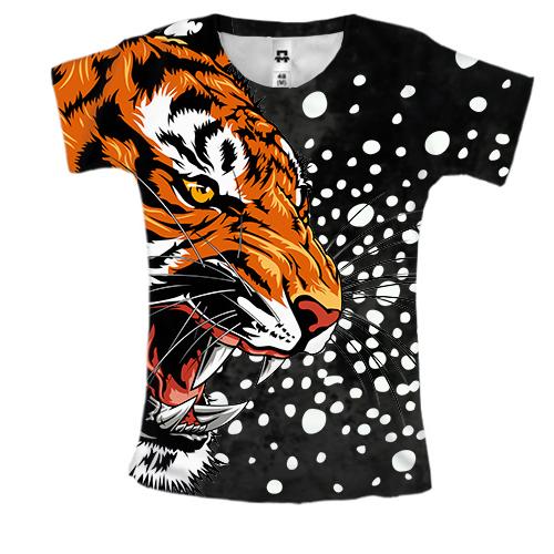 Женская 3D футболка Амурский тигр АРТ