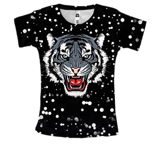 Женская 3D футболка Черный водяной тигр