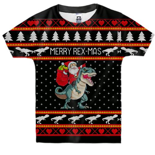 Детская 3D футболка «Merry Rex-mas»