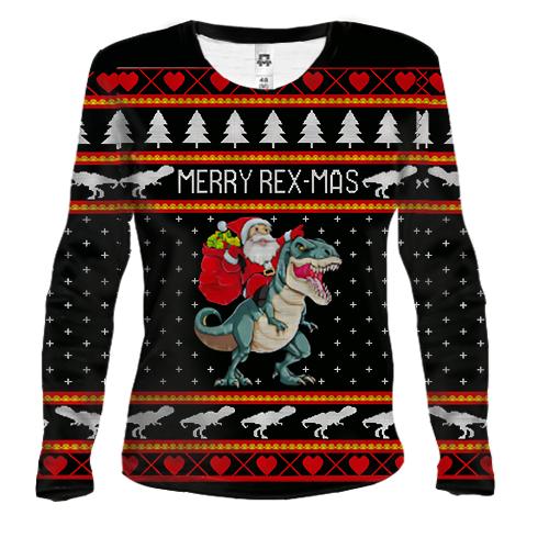 Женский 3D лонгслив «Merry Rex-mas»