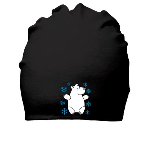 Хлопковая шапка с белым медведем