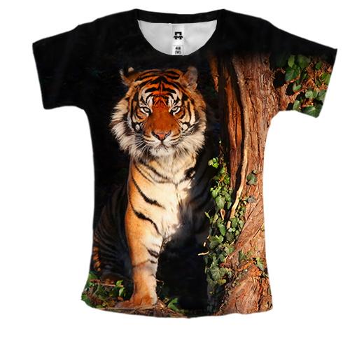 Жіноча 3D футболка Тигр у печері