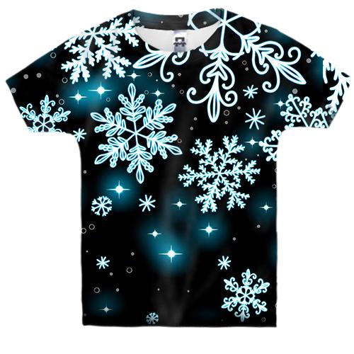 Дитяча 3D футболка «Космічні сніжинки»