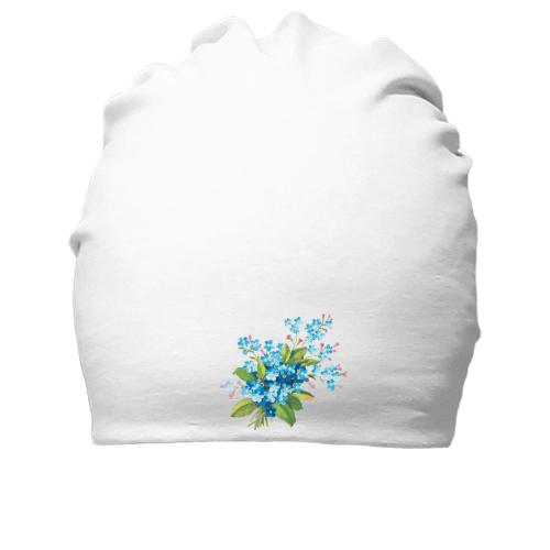 Бавовняна шапка з блакитними квітами
