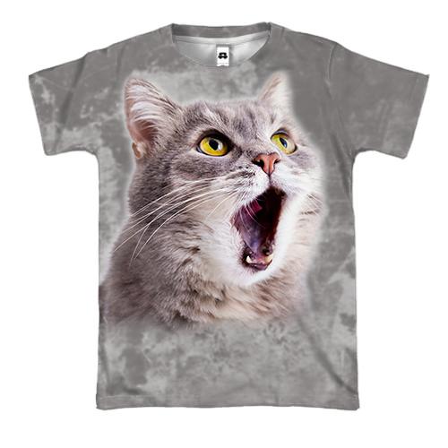 3D футболка с удивленным котом