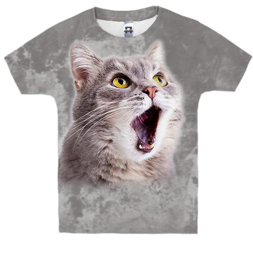 Дитяча 3D футболка із здивованим котом