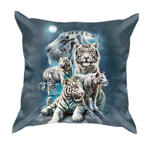 3D подушка с белыми тиграми