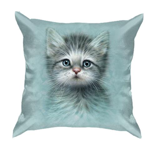 3D подушка с серым котенком
