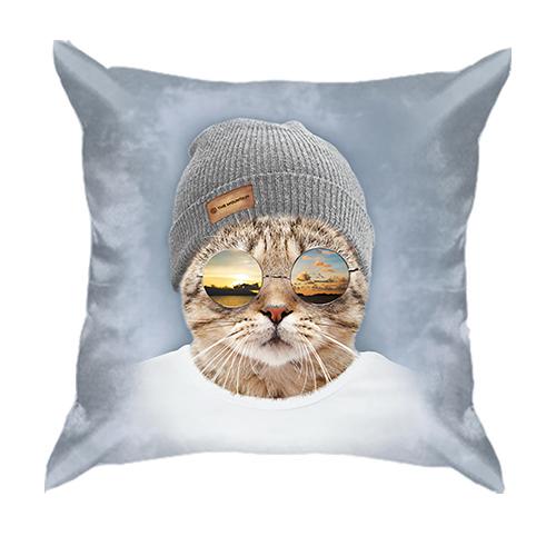 3D подушка Кіт-хіпстер