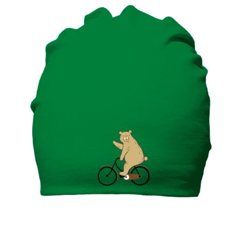 Хлопковая шапка с медведем на велосипеде