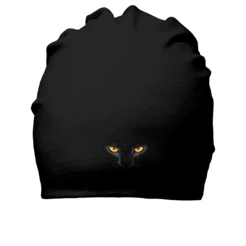Хлопковая шапка с глазами кота