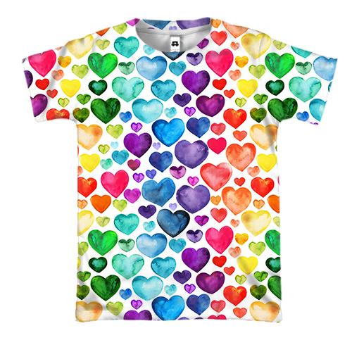 3D футболка Сердца радуга 4