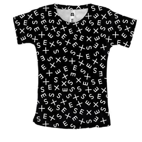 Жіноча 3D футболка S E X pattern