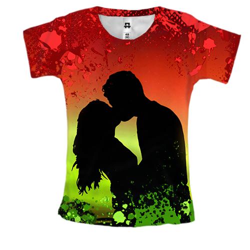 Жіноча 3D футболка Поцілунок силует