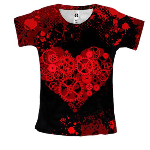 Жіноча 3D футболка Серце шестерні