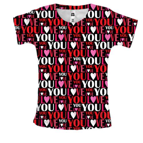 Жіноча 3D футболка I love you pattern
