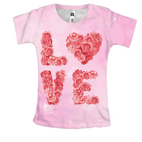 Жіноча 3D футболка Love троянди