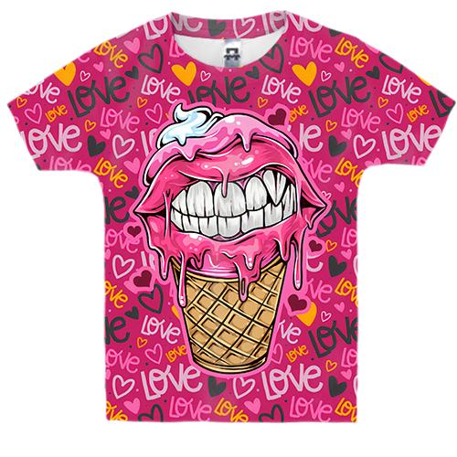 Детская 3D футболка Love ice cream