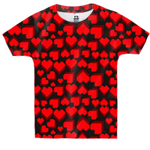 Детская 3D футболка Сердца pattern