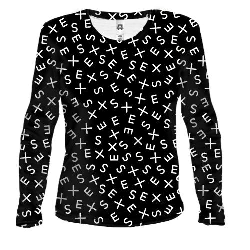 Женский 3D лонгслив S E X pattern