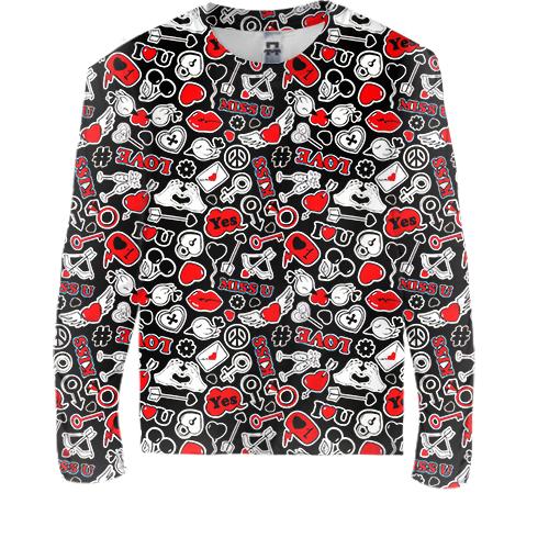 Детский 3D лонгслив Love and hearts pattern