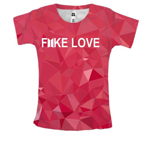 Женская 3D футболка Fake love BTS