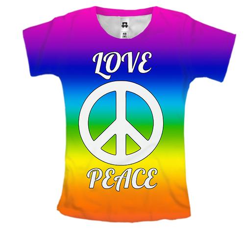 Женская 3D футболка Love Peace