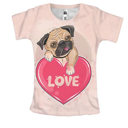 Жіноча 3D футболка Love dog