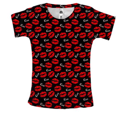 Жіноча 3D футболка Kiss lips pattern