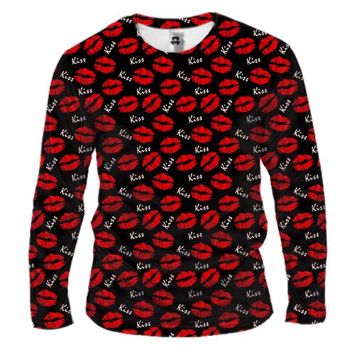 Мужской 3D лонгслив Kiss lips pattern