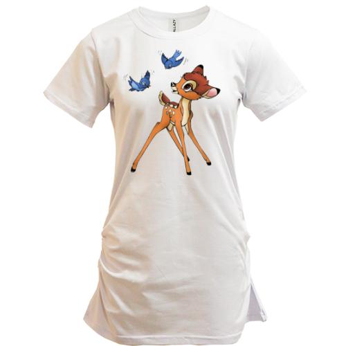 Подовжена футболка з оленятком Бембі