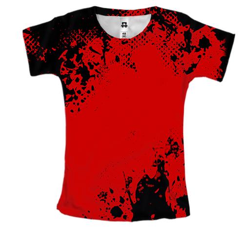 Женская 3D футболка черно-красного цвета