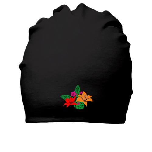 Хлопковая шапка с тропическими цветами