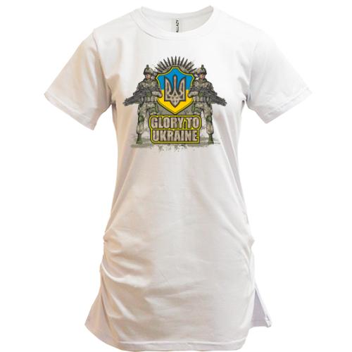 Подовжена футболка Glory to Ukraine (солдати)