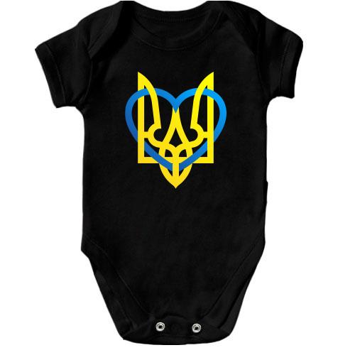 Дитяче боді герб України із серцем