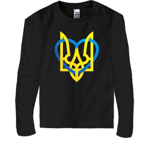 Дитяча футболка з довгим рукавом герб України із серцем
