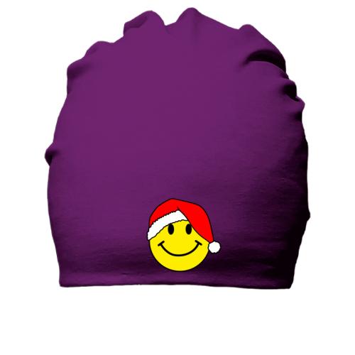Бавовняна шапка з новорічним смайликом