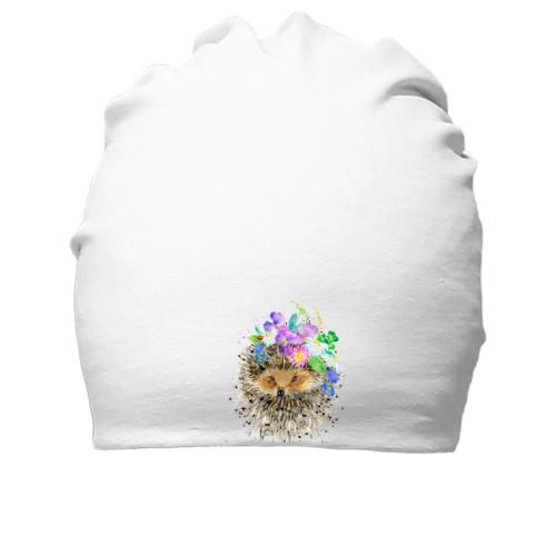 Хлопковая шапка с ежиком в цветах