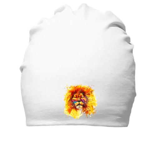 Хлопковая шапка с акварельным львом в очках (2)