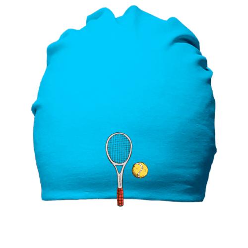 Бавовняна шапка з тенісною ракеткою і жовтим м'ячем