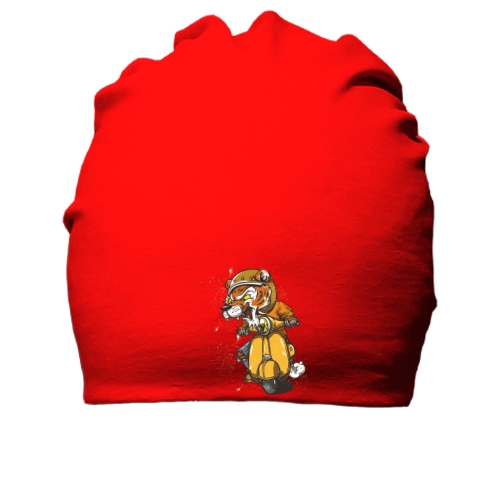 Хлопковая шапка с тигром на мопеде