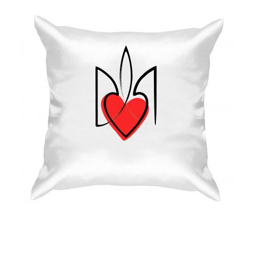 Подушка стилізований Тризуб із серцем