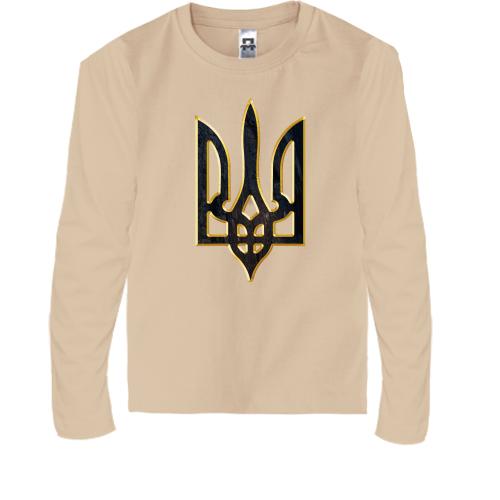 Дитяча футболка з довгим рукавом з гербом України стилізованим під кору