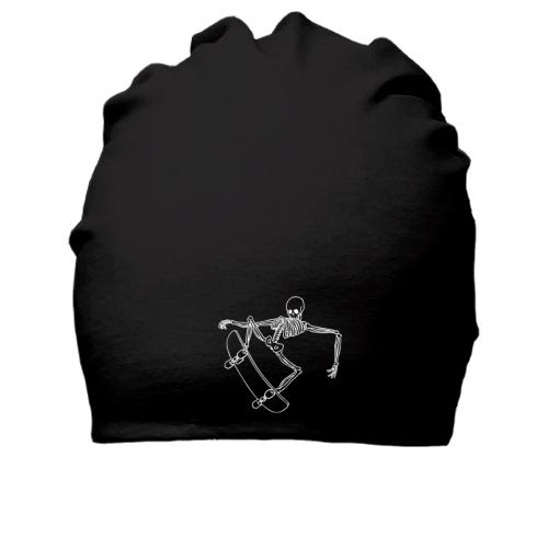 Хлопковая шапка со скелетом на скейте