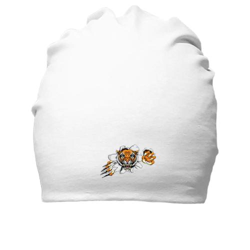 Хлопковая шапка с тигром разрывающим футболку