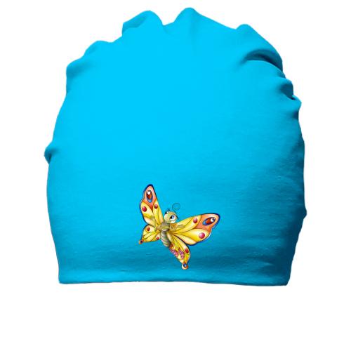 Хлопковая шапка с яркой бабочкой 2
