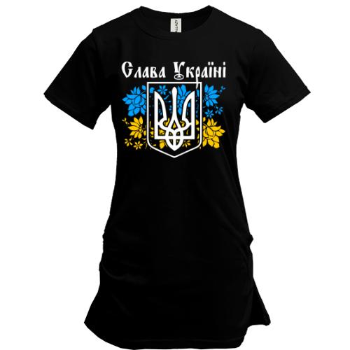 Подовжена футболка Слава Україні з гербом