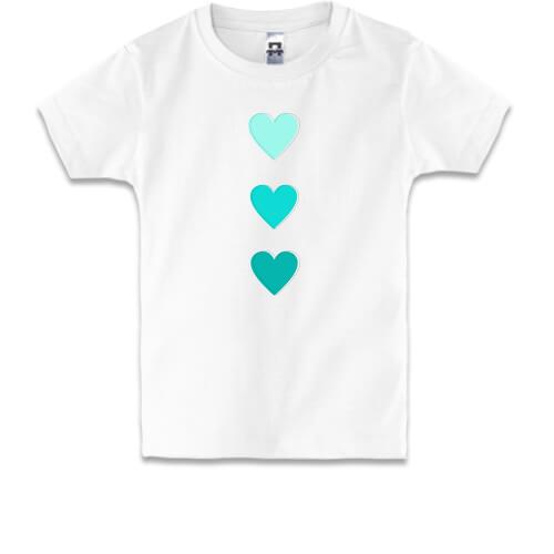 Детская футболка с сердечками цвета тиффани
