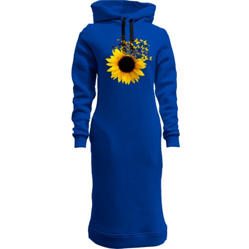 Жіноча толстовка-плаття Соняшник з метеликами